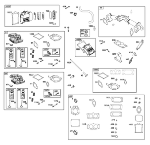 Cylinder Head Group Diagram and Parts List for 613477-0267-J1 400000 - 699999 Briggs and Stratton Engine